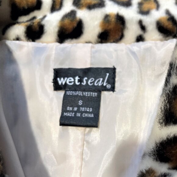 Wet Seal faux fur cheetah print leopard trim jacket womens small RN#78749 - Picture 2 of 9